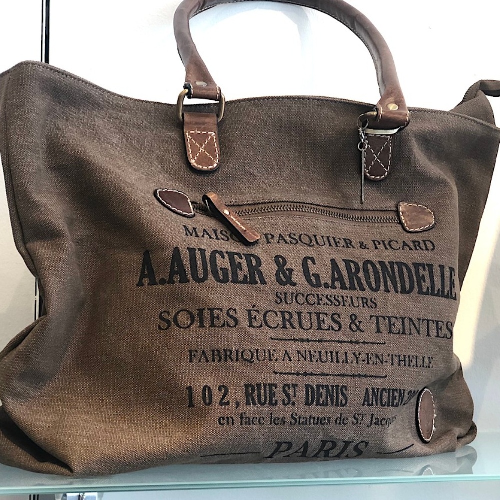 🆕 French Vintage Style Handbag, Brown Canvas NWT - Picture 3 of 6